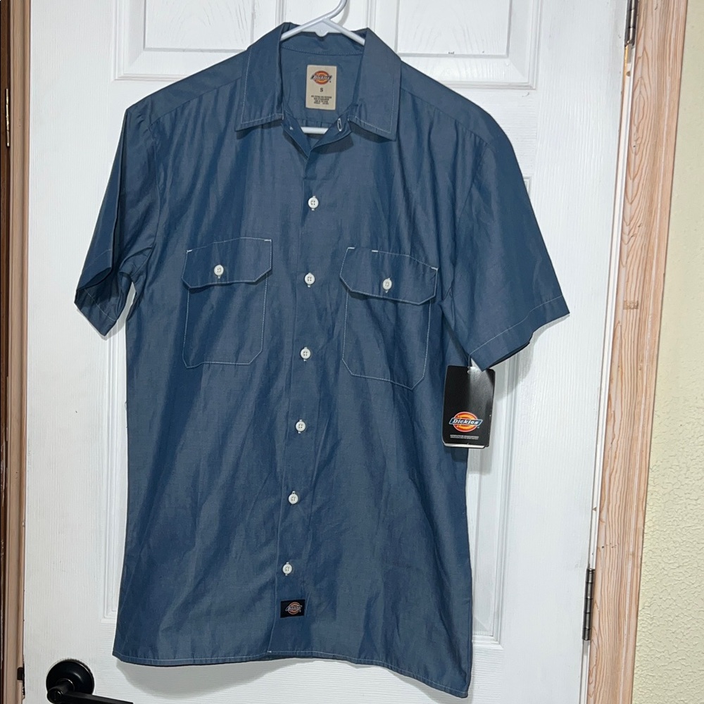Dickies Men’s Short Sleeve Button-Up Work Shirt – Blue – Size Small – NWT